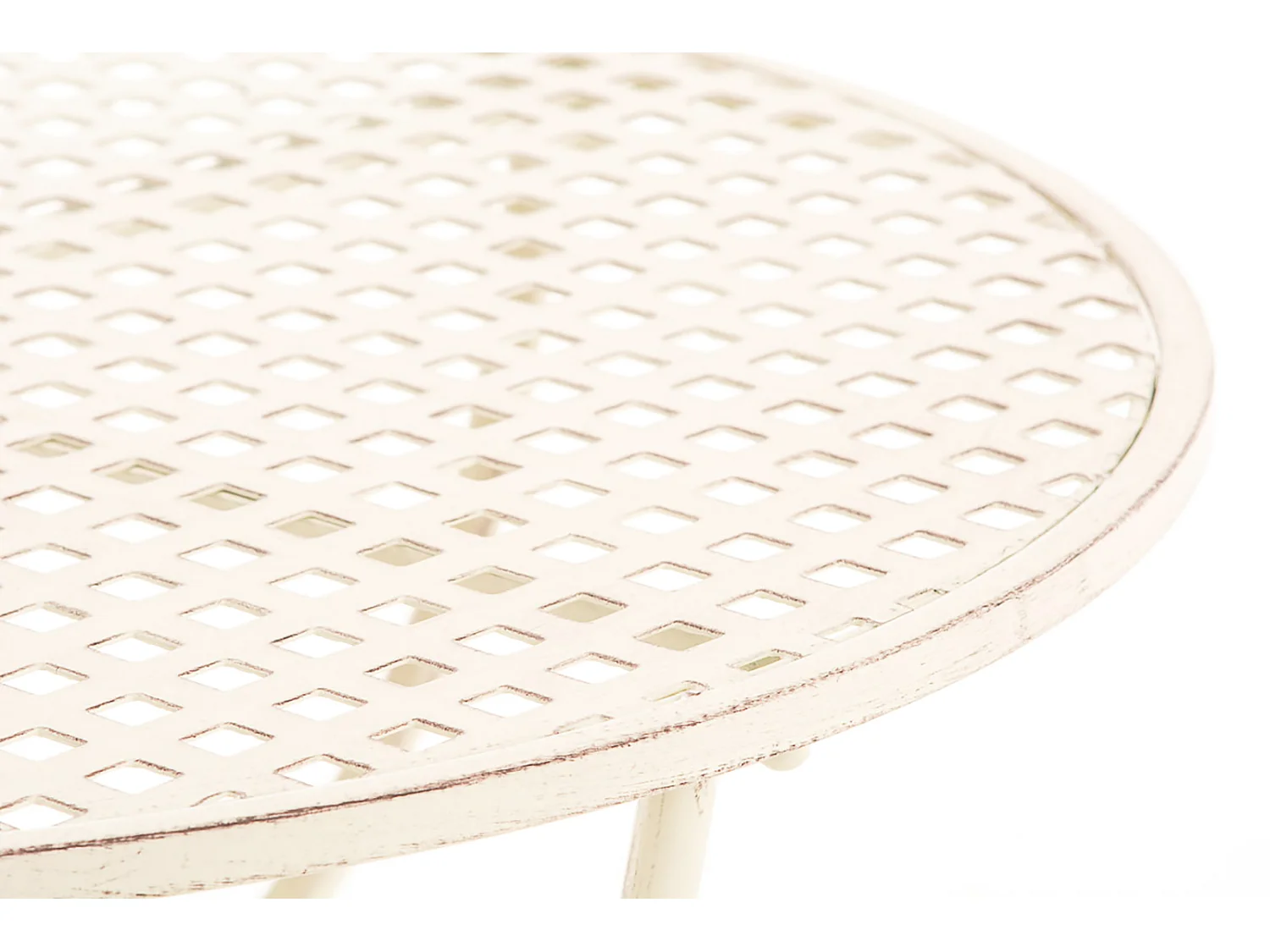 Table d'appoint de jardin - rond Ø 70 cm - Métal - Crème antique - Amanda