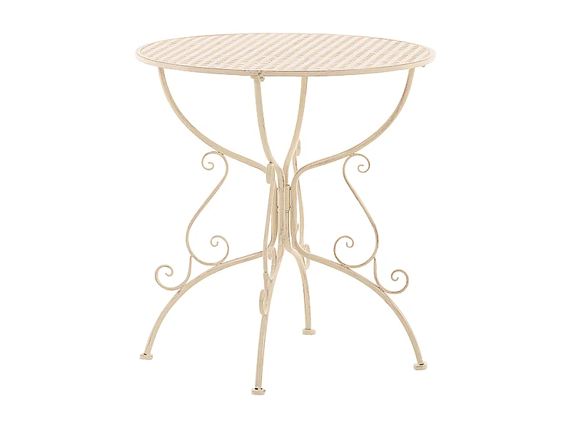 Table d'appoint de jardin - rond Ø 70 cm - Métal - Crème antique - Amanda