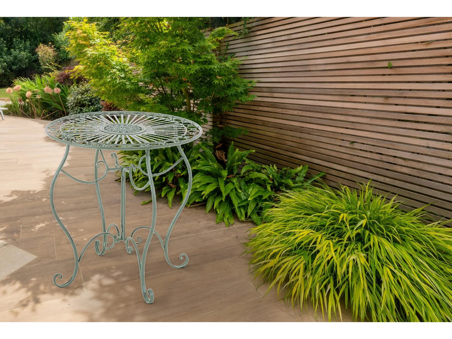 Bijzettafel tuin - rond Ø 70 cm - Metaal - Vert antique - Indra