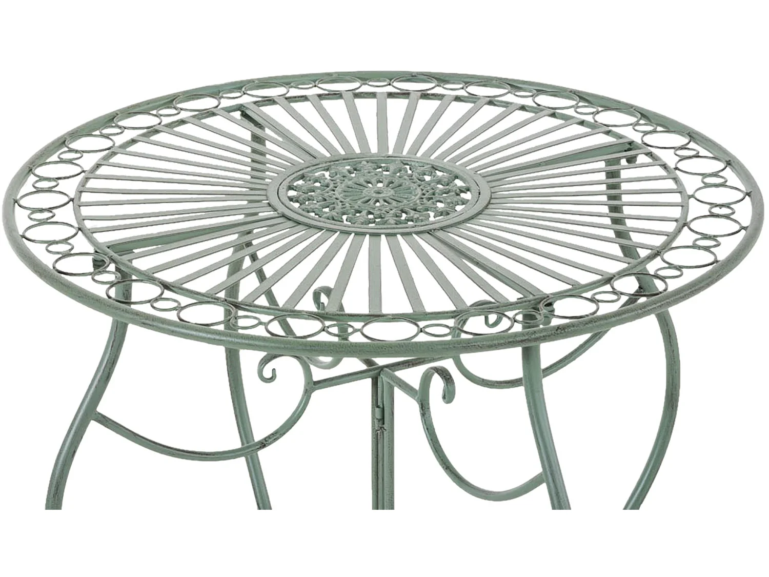 Table d'appoint de jardin - rond Ø 70 cm - Métal - Vert antique - Indra