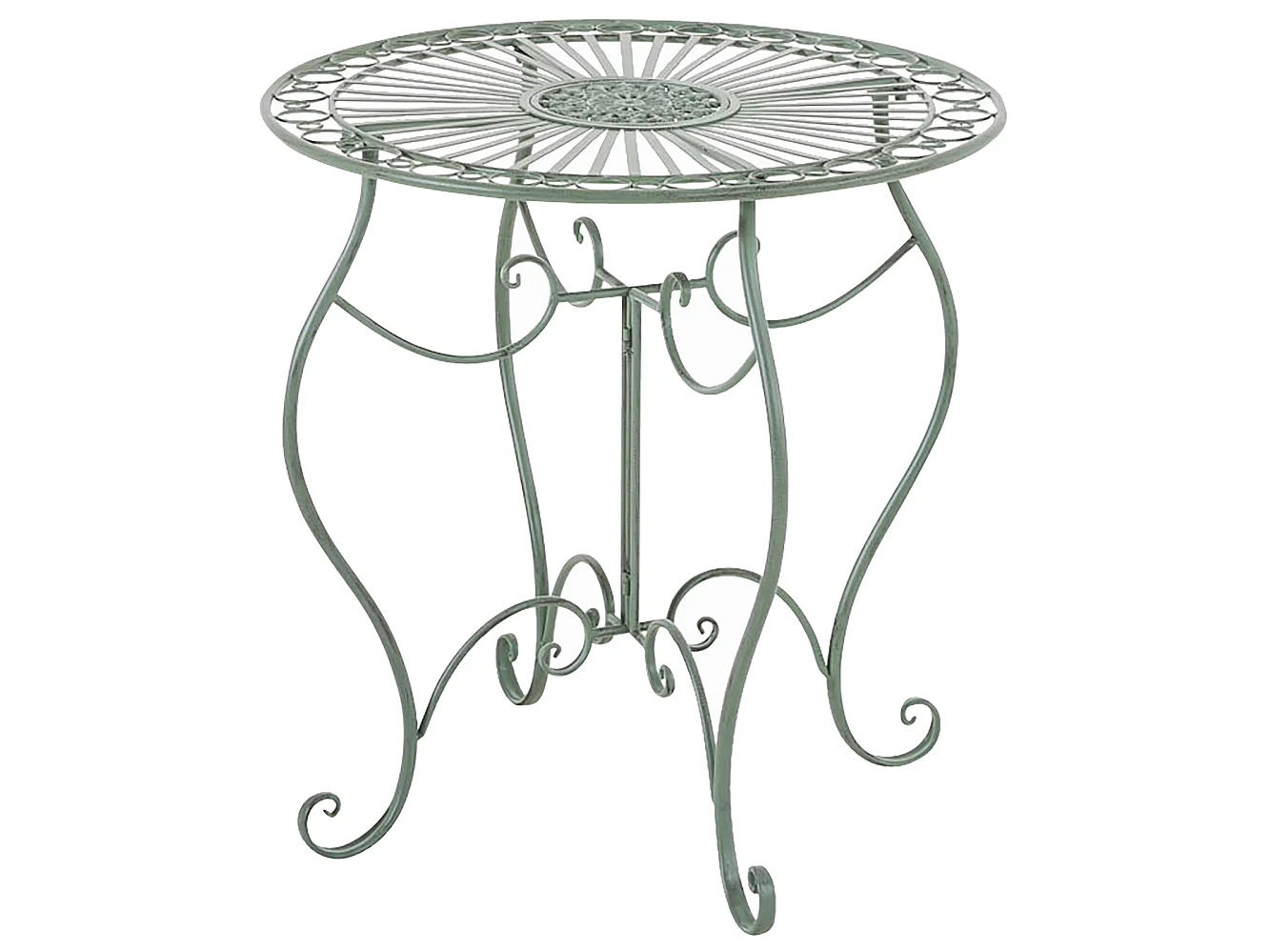 Table d'appoint de jardin - rond Ø 70 cm - Métal - Vert antique - Indra