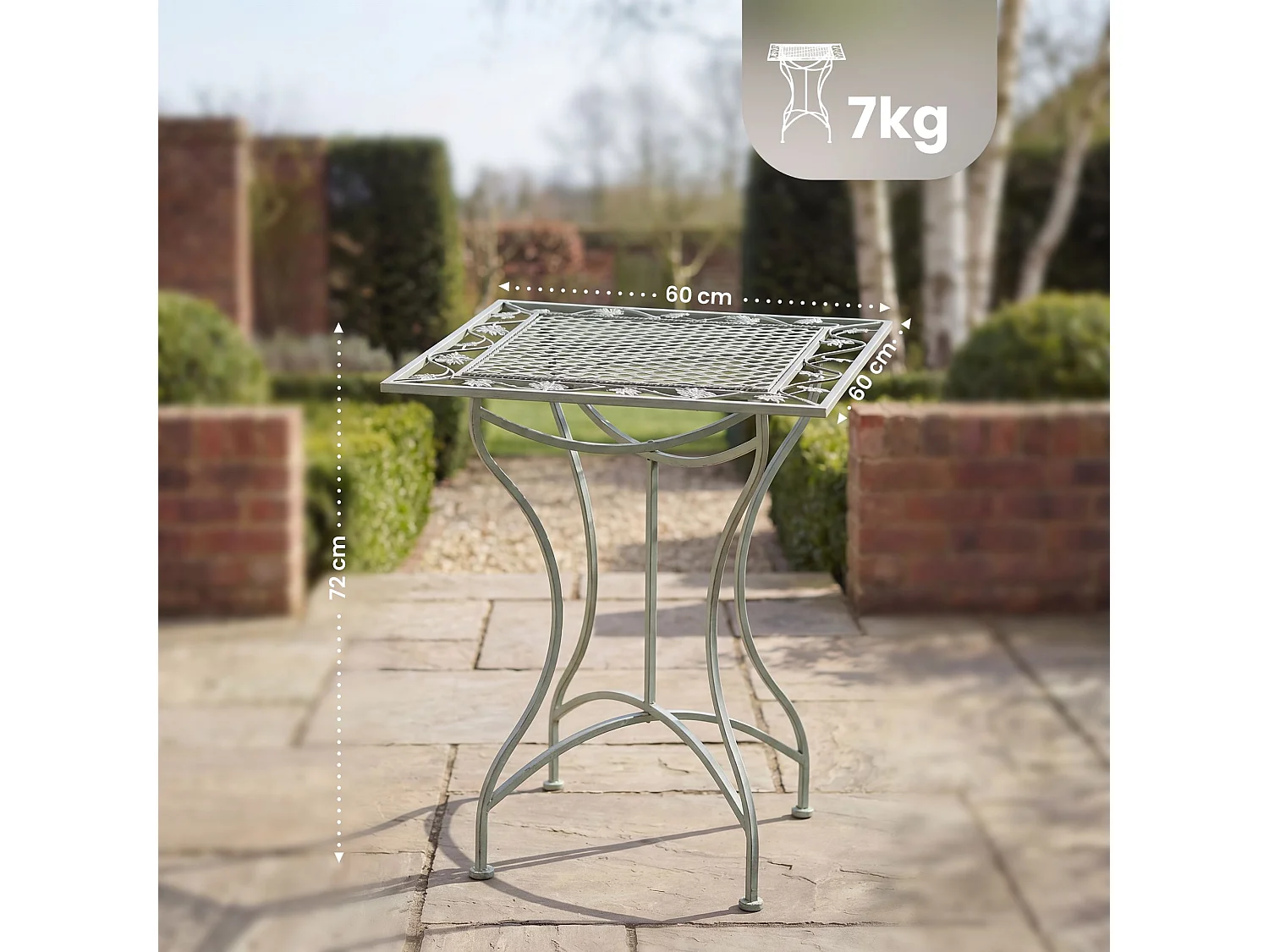 Table d'appoint de jardin - carré - Métal - 60 x 60 cm - Vert antique - Asina
