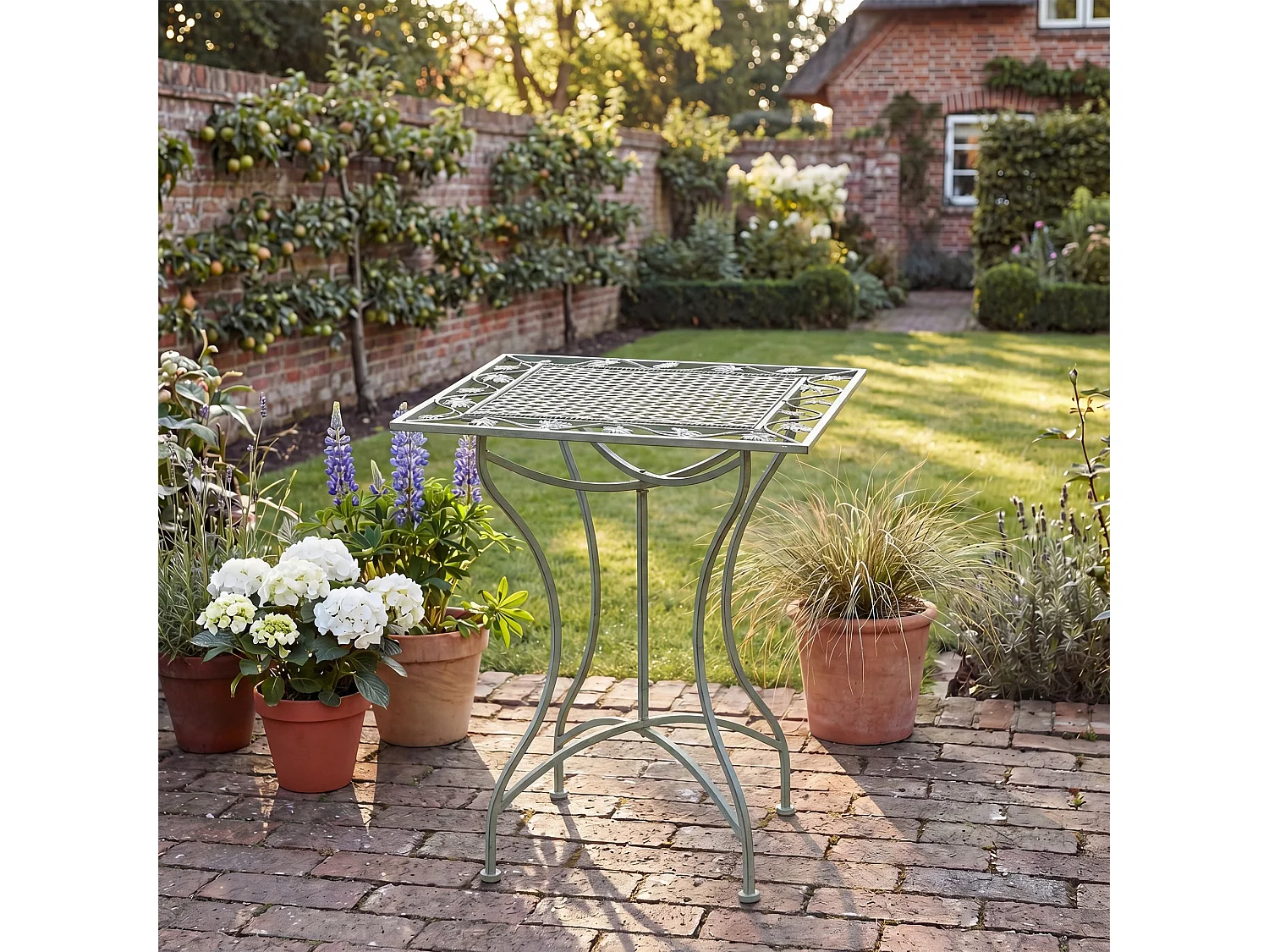 Table d'appoint de jardin - carré - Métal - 60 x 60 cm - Vert antique - Asina