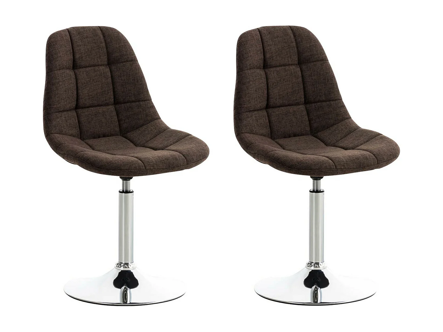 Lot de 2  Chaise de bureau - Tissu & Métal chromé - Marron - Emil