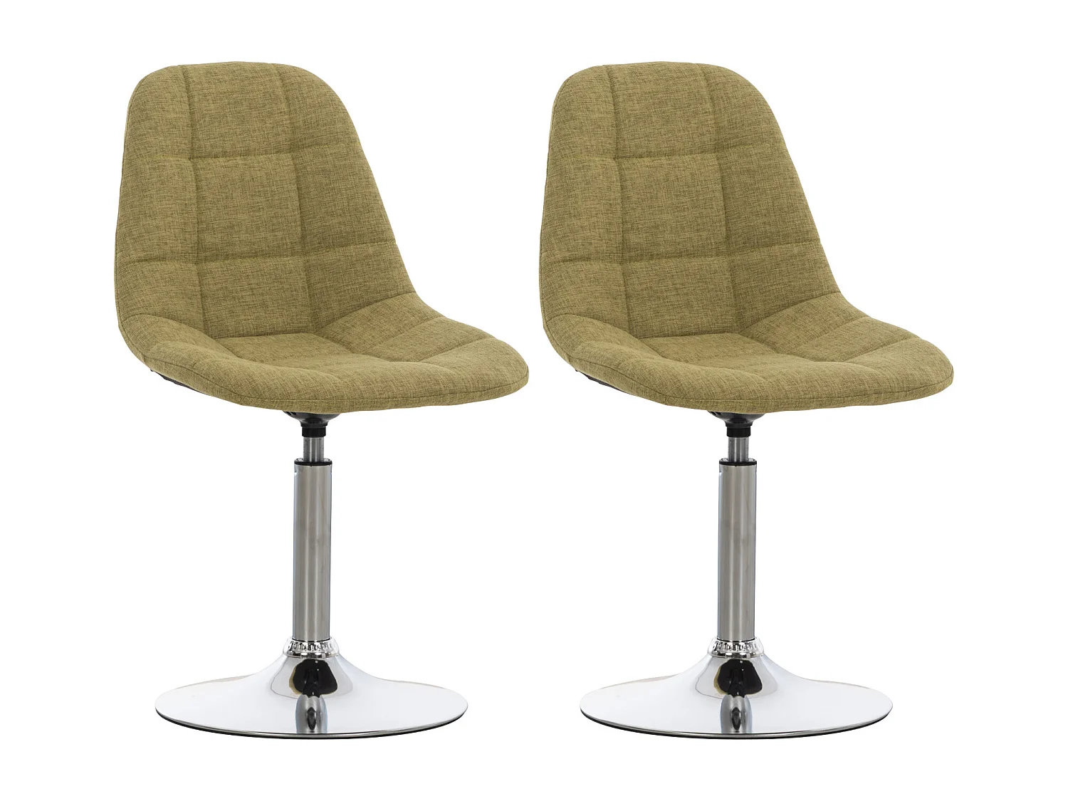 Lot de 2  Chaise de bureau - Tissu & Métal chromé - Vert - Emil