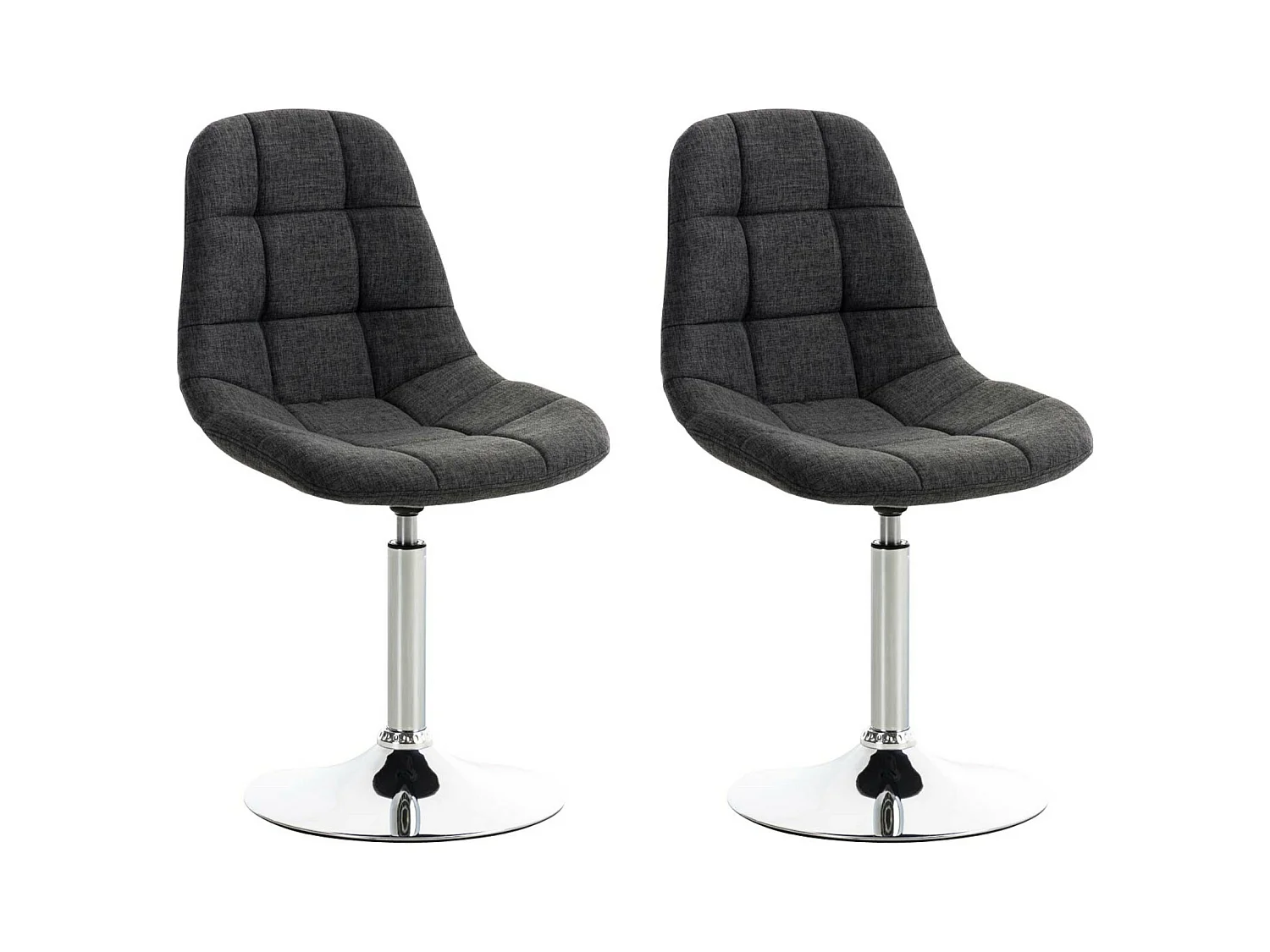 Lot de 2  Chaise de bureau - Tissu & Métal chromé - Gris foncé - Emil