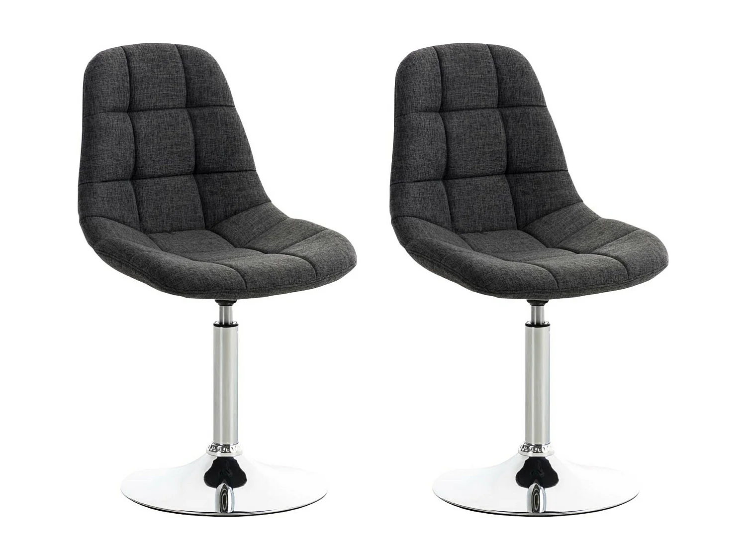 Lot de 2  Chaise de bureau - Tissu & Métal chromé - Gris foncé - Emil