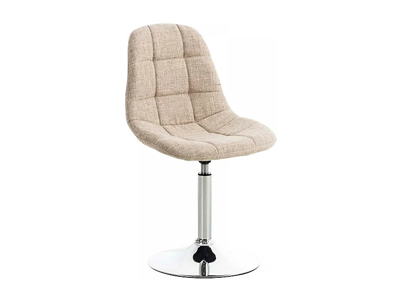 Chaise de bureau - Tissu & Métal chromé - Crème - Emil