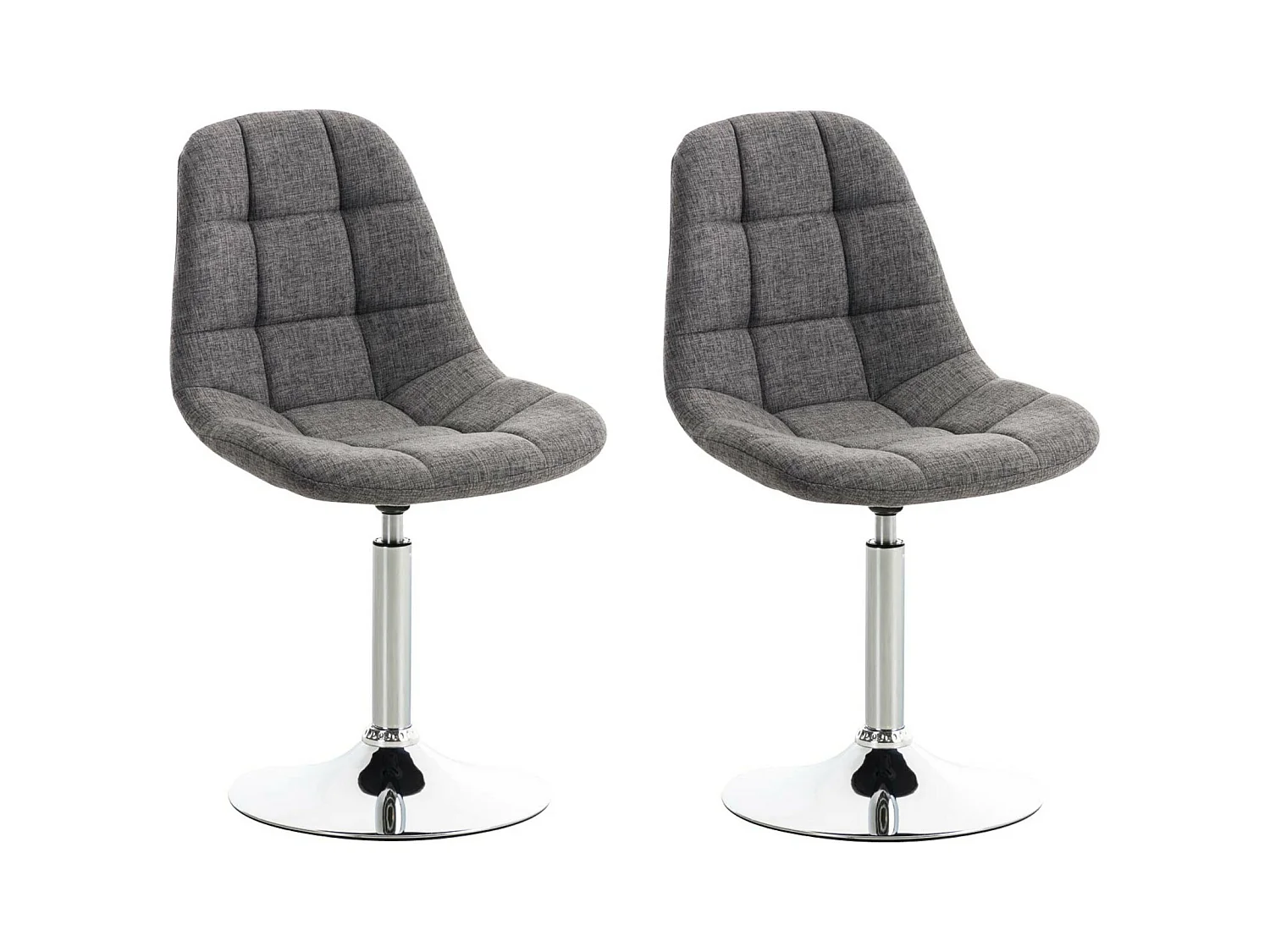 Lot de 2  Chaise de bureau - Tissu & Métal chromé - Gris clair - Emil