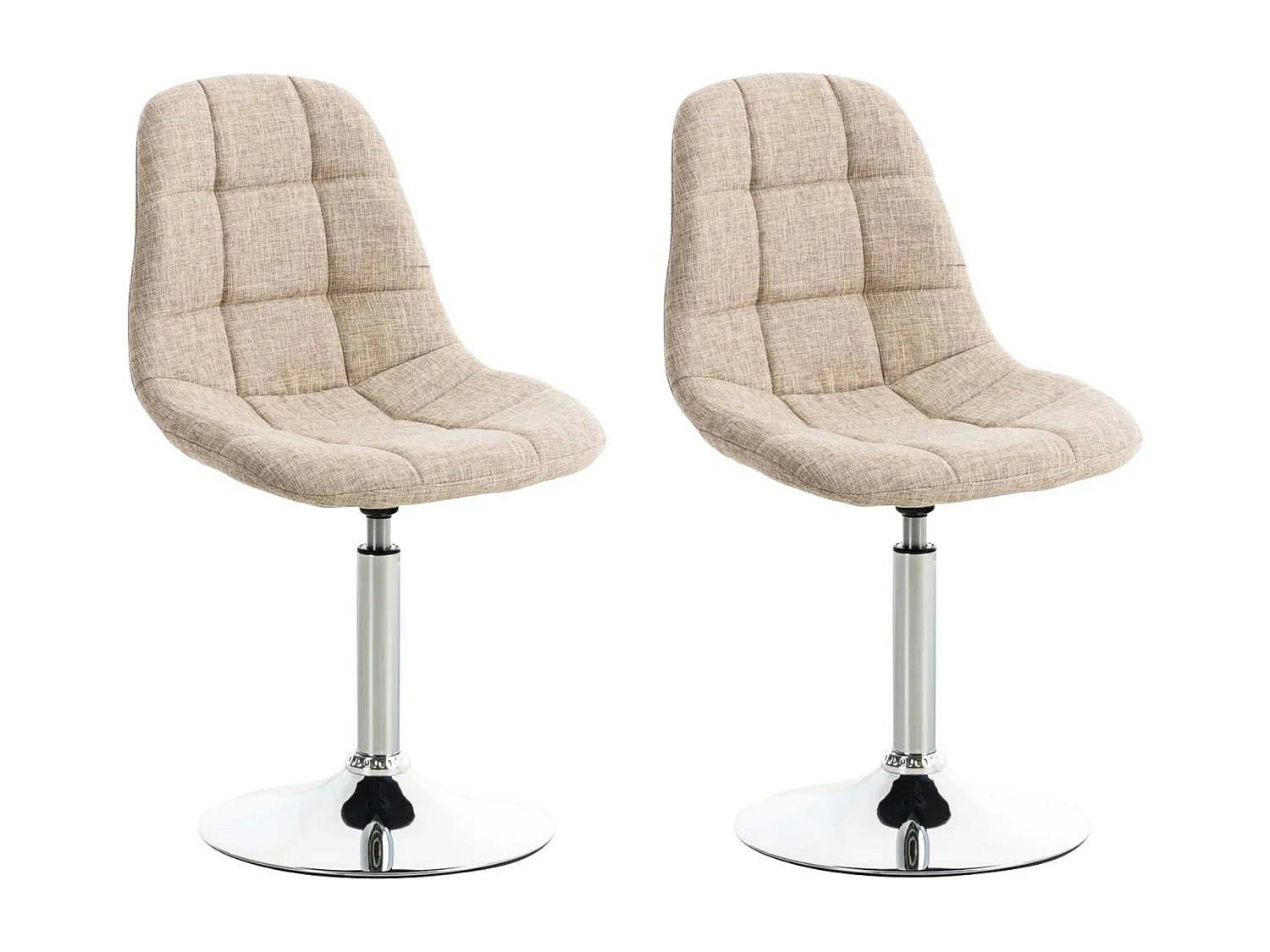 Lot de 2  Chaise de bureau - Tissu & Métal chromé - Crème - Emil