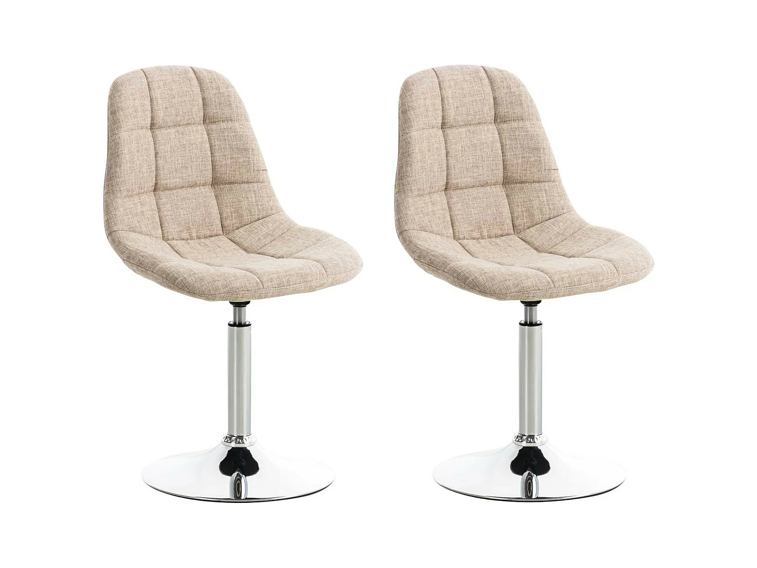 Lot de 2  Chaise de bureau - Tissu & Métal chromé - Crème - Emil