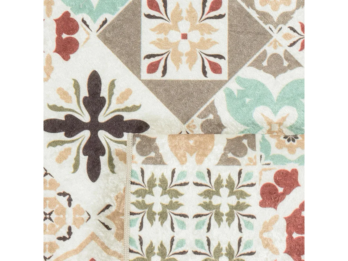 Tapis de cuisine 80x150 rouge et bleu , facile d'entretien LYN11 CAROMENT B