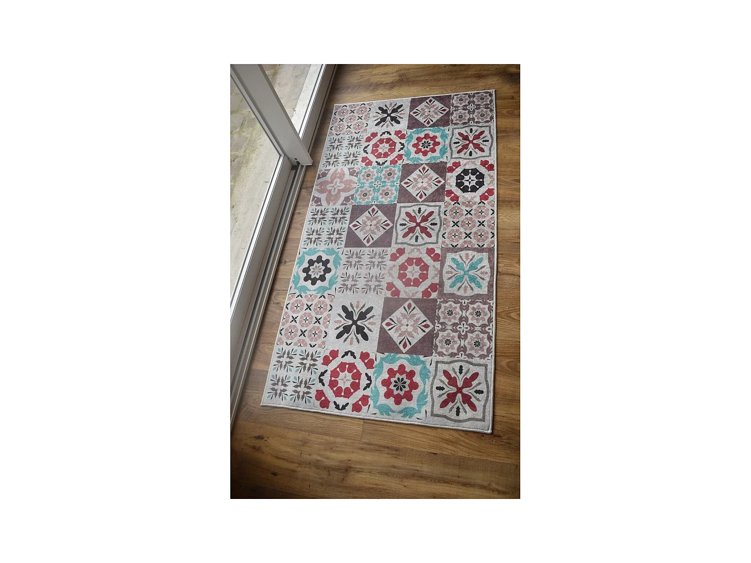 Tapis de cuisine 80x150 rouge et bleu , facile d'entretien LYN11 CAROMENT B