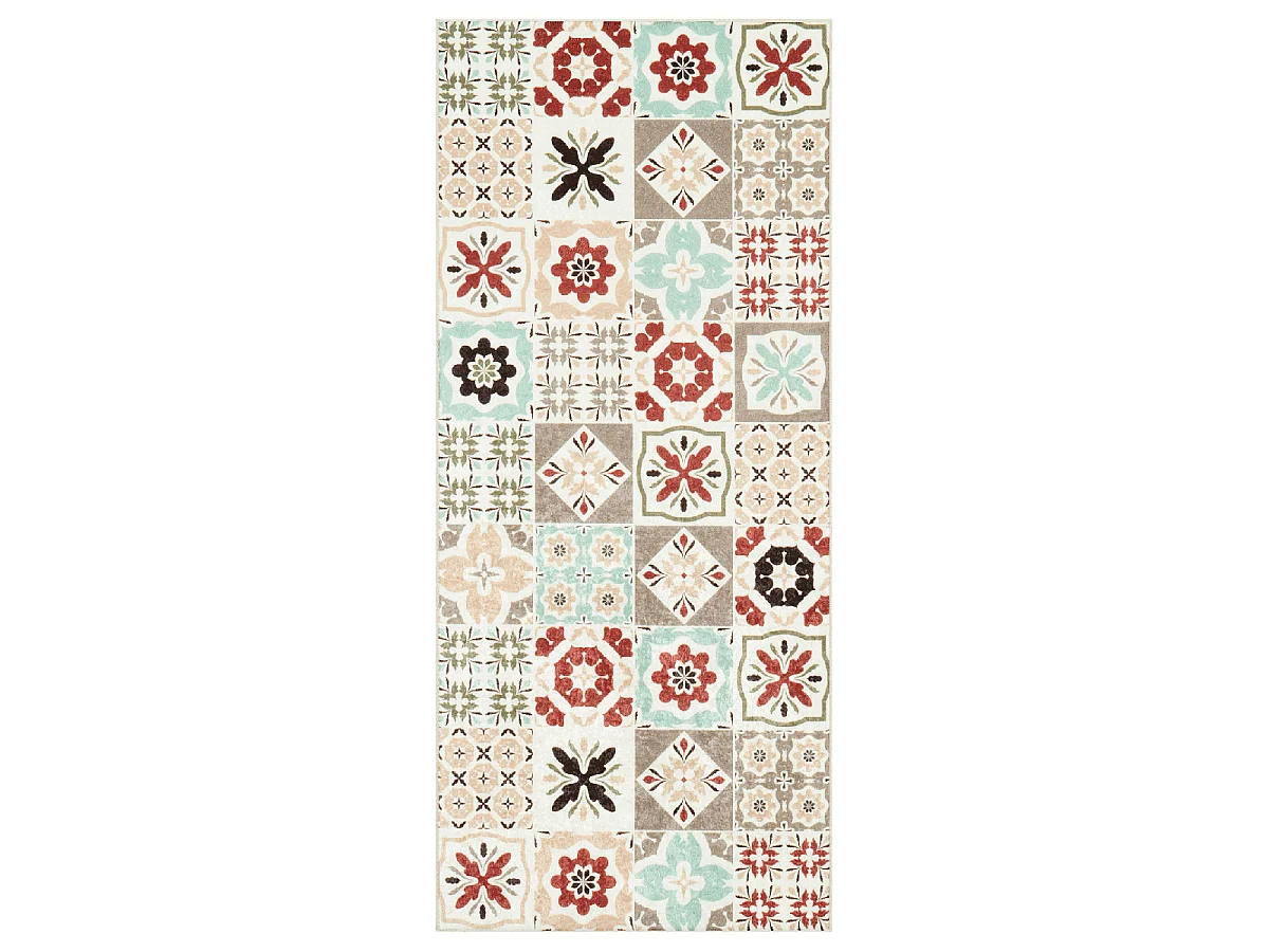 Tapis de cuisine 80x150 rouge et bleu , facile d'entretien LYN11 CAROMENT B