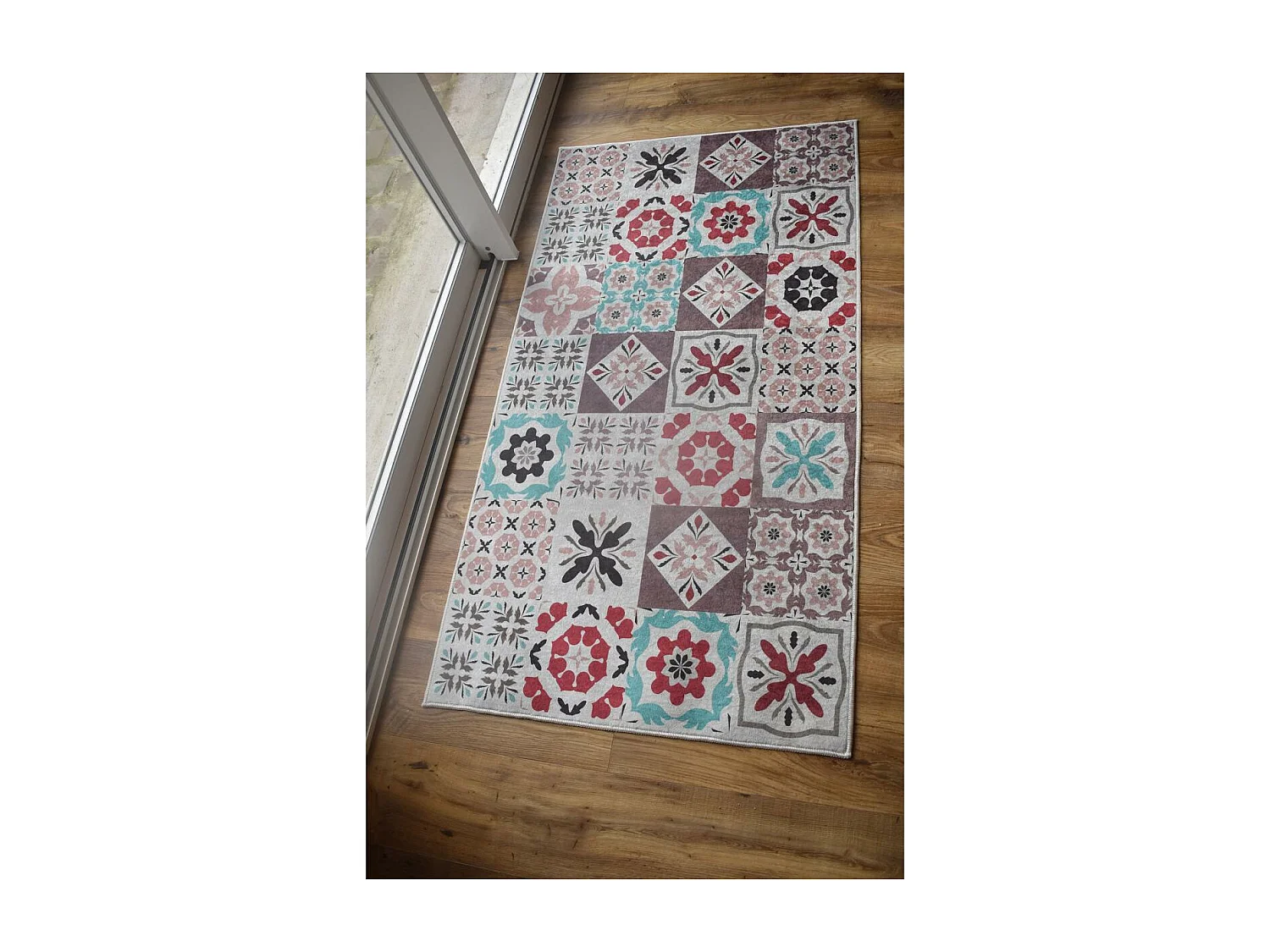 Tapis de cuisine 80x150 rouge et bleu , facile d'entretien LYN11 CAROMENT B