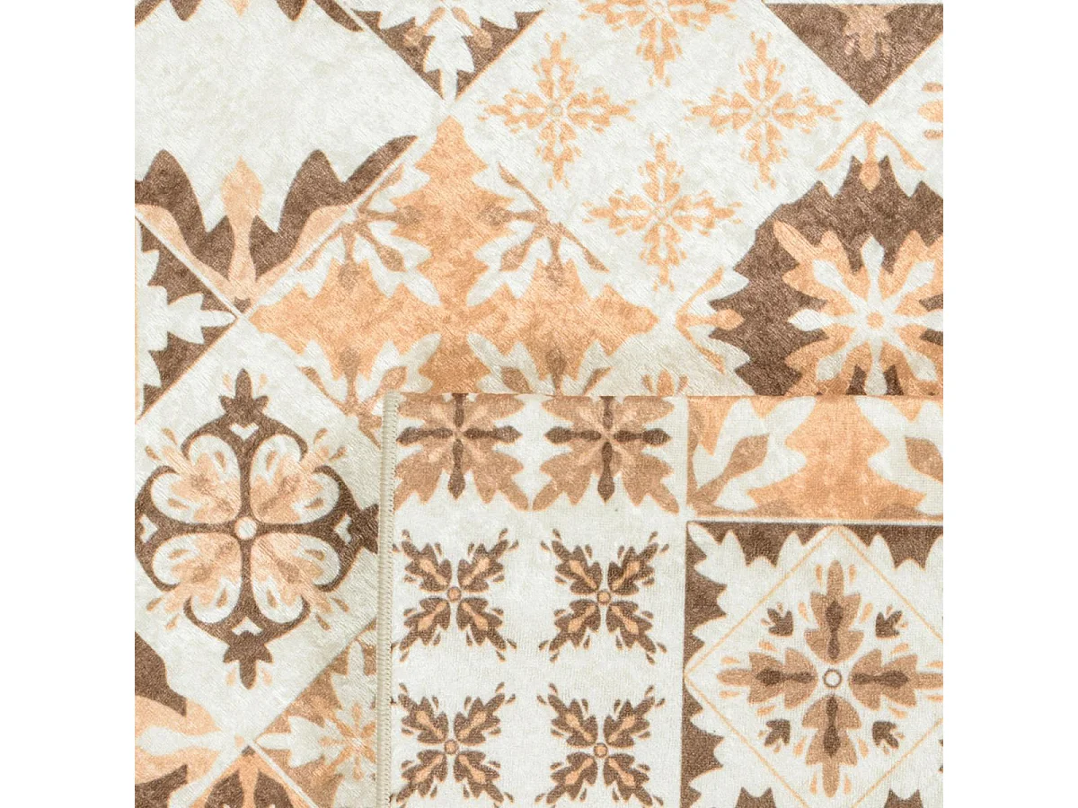 tapis chambre 80x150 orange motif carreaux de ciment CAROMENT C