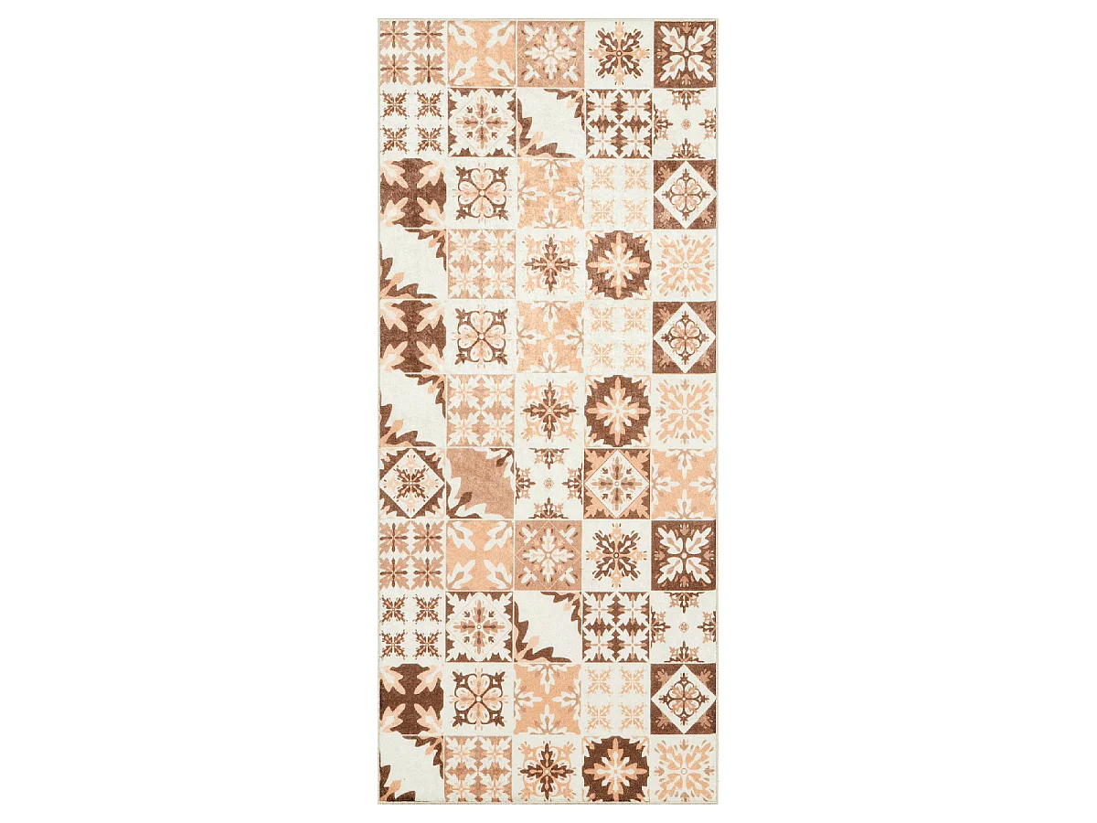 tapis chambre 80x150 orange motif carreaux de ciment CAROMENT C