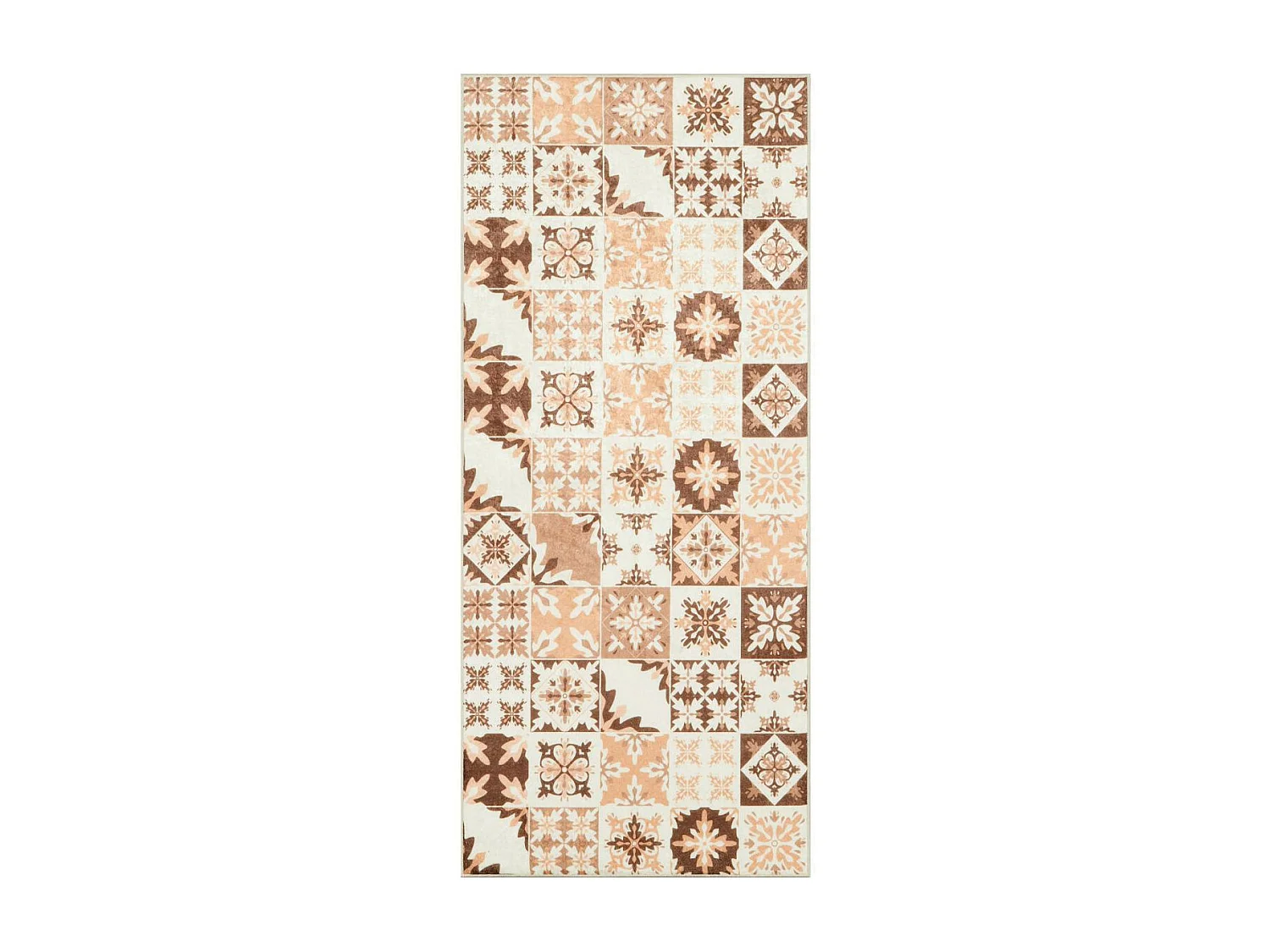 tapis chambre 80x150 orange motif carreaux de ciment CAROMENT C