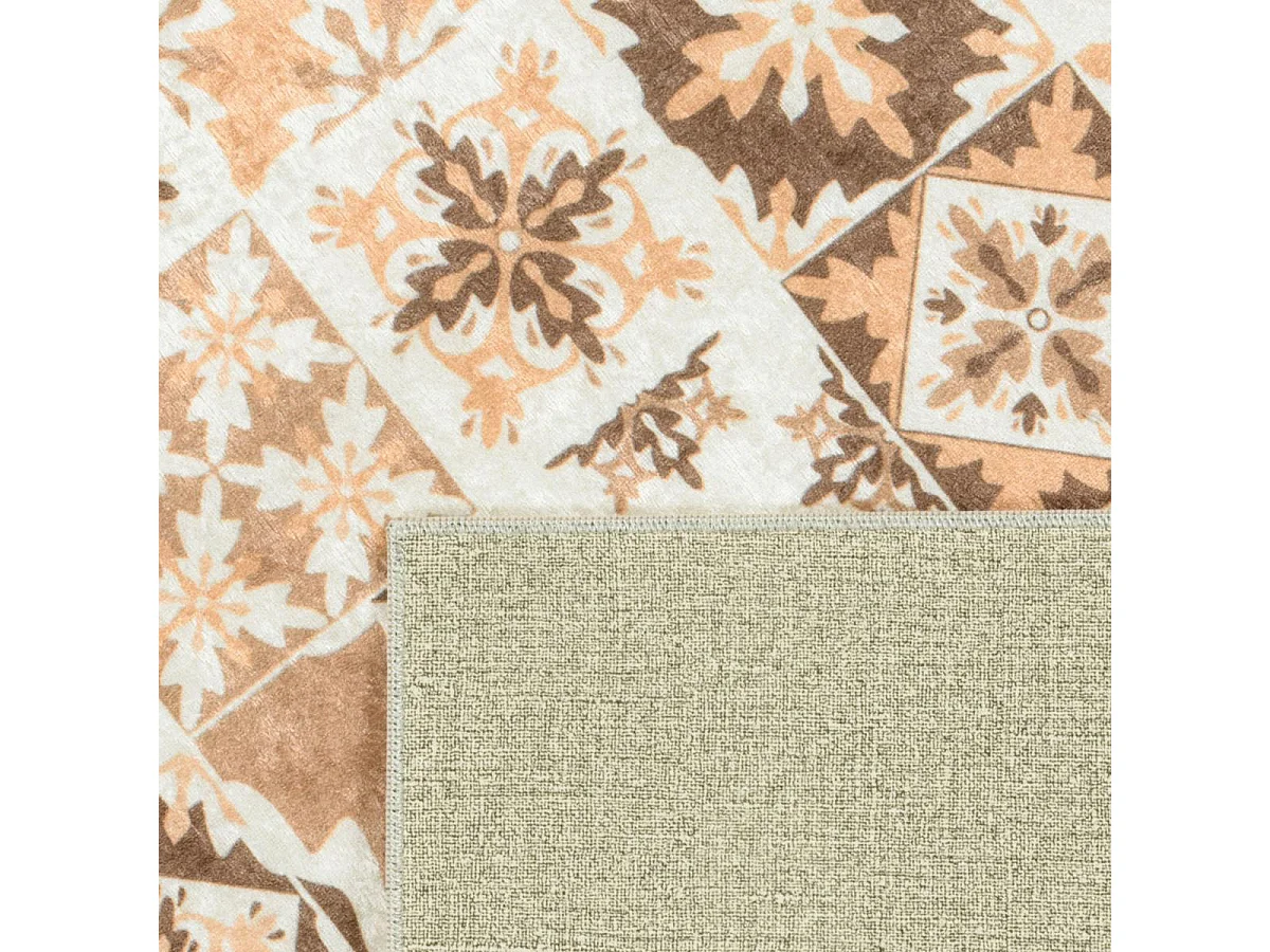 tapis chambre 80x150 orange motif carreaux de ciment CAROMENT C