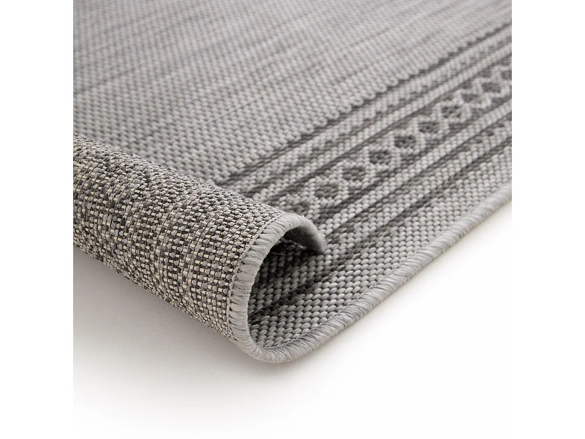 Tapis extérieur 160x213 tissé kilim gris IRISA 2