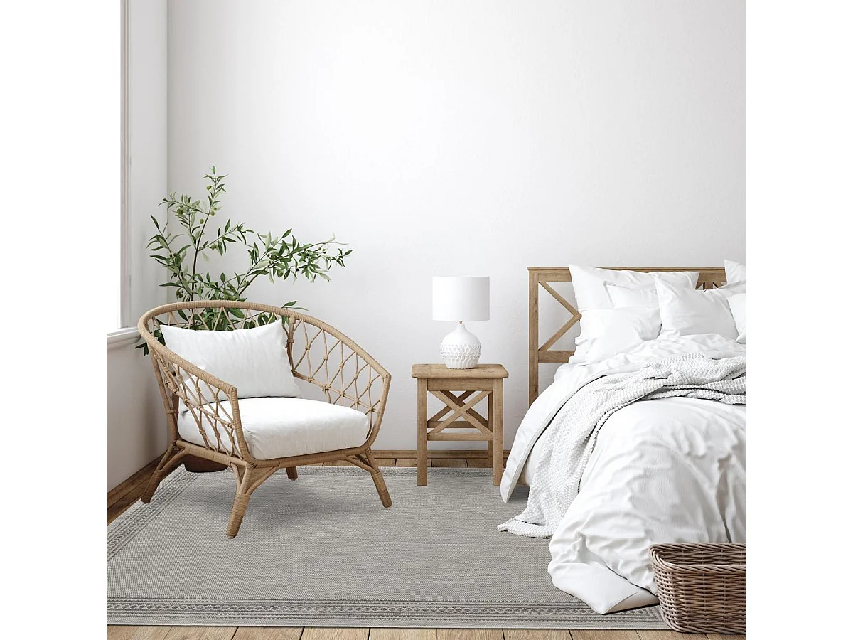 Tapis extérieur 160x213 tissé kilim gris IRISA 2