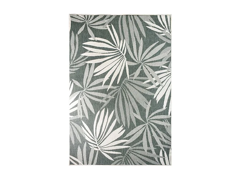 Tapis extérieur, kilim reversible 200x290 LYN2 AM REVERSIBLE vert et crème