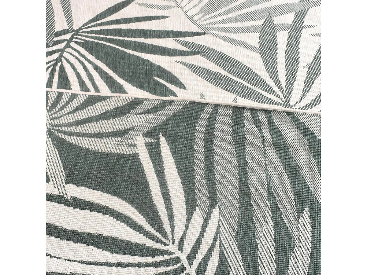 Tapis extérieur, kilim reversible 200x290 LYN2 AM REVERSIBLE vert et crème