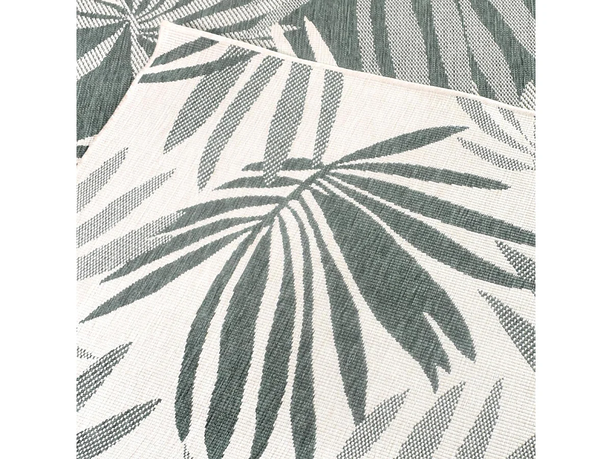 Tapis extérieur, kilim reversible 160x230 LYN2 AM REVERSIBLE vert et crème