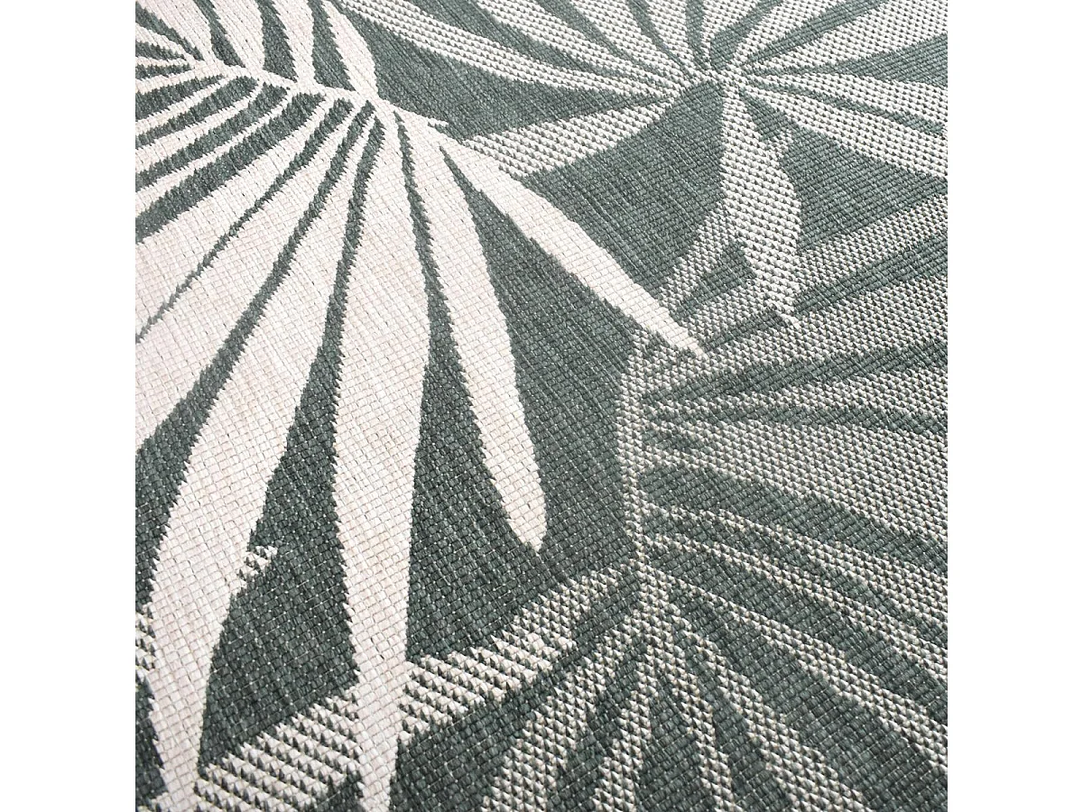 Tapis extérieur, kilim reversible 160x230 LYN2 AM REVERSIBLE vert et crème