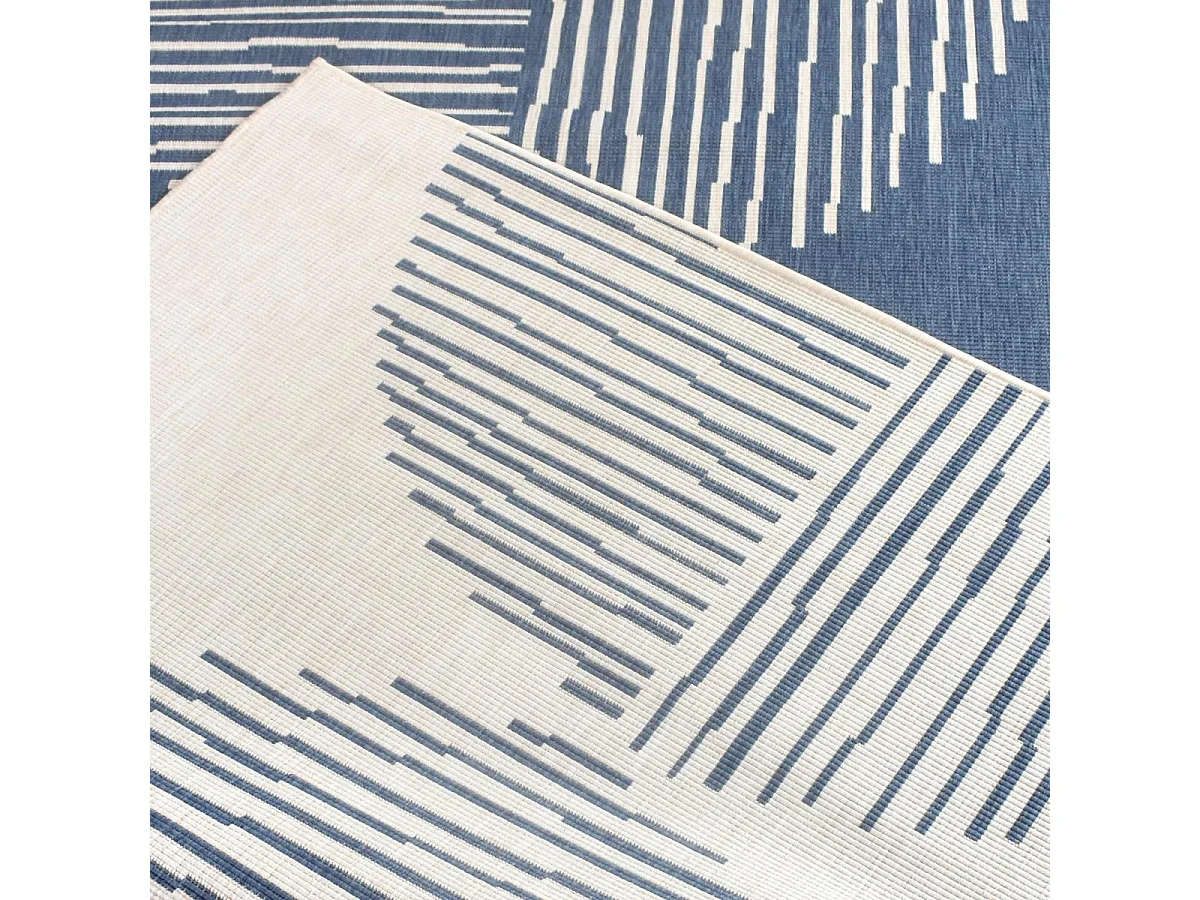 Tapis extérieur, kilim reversible 120x170 AV REVERSIBLE bleu et crème