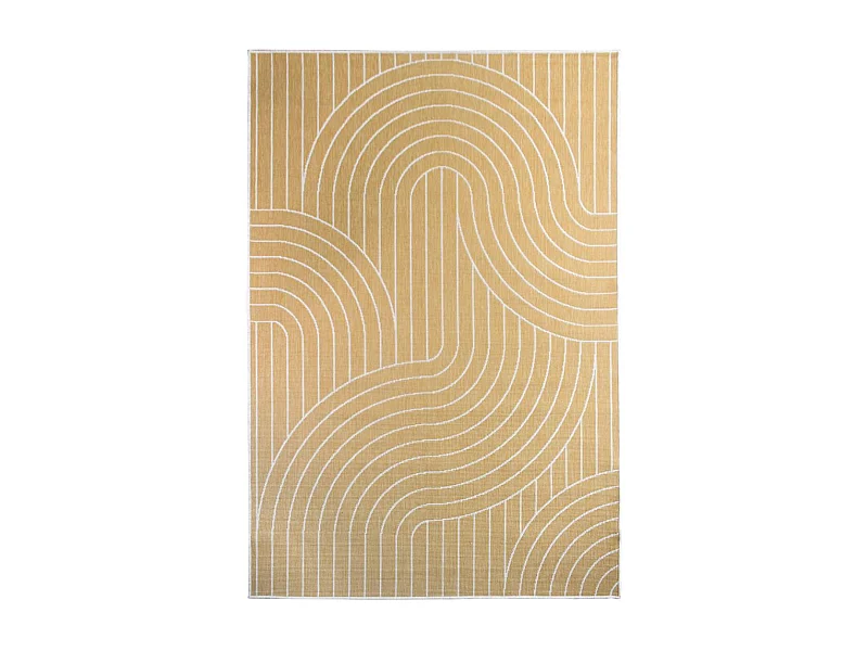 Tapis extérieur, kilim reversible 200x290 LYN2 U REVERSIBLE jaune et crème