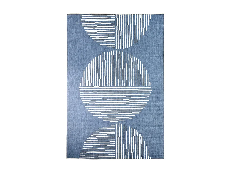 Tapis extérieur, kilim reversible 120x170 LYN2 BL REVERSIBLE bleu et crème