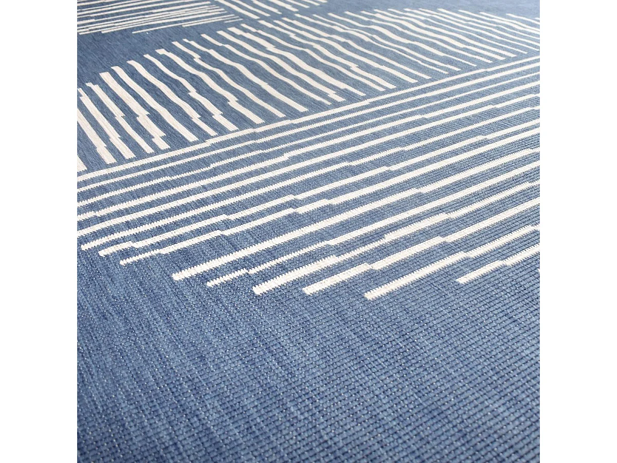 Tappeto da esterno, kilim reversibile 120x170 EX1 TUM blu e crema