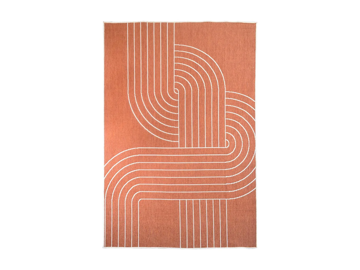 Tappeto da esterno, kilim reversibile 200x290 RUO REVERSIBILE terracotta e panna