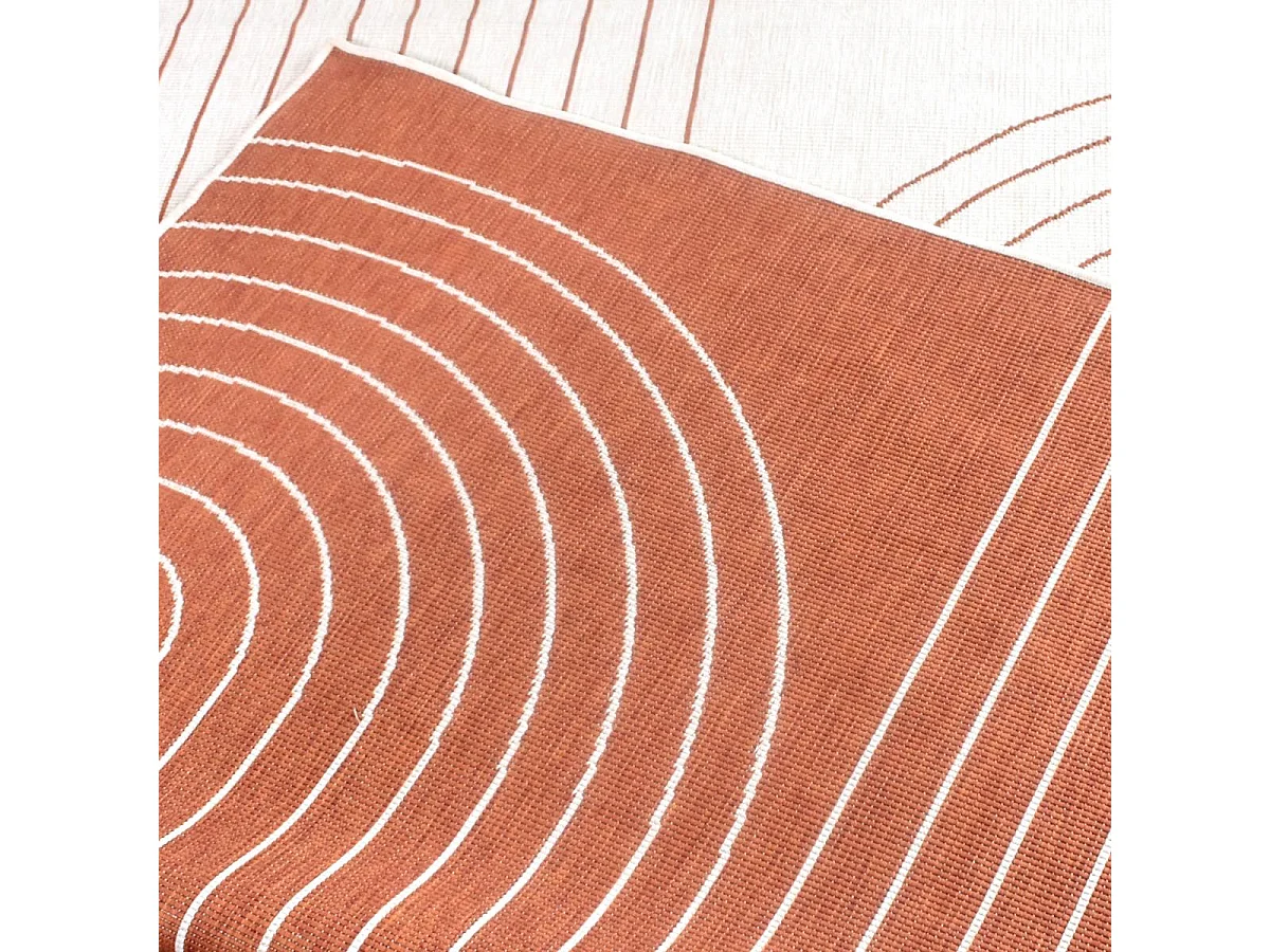 Tappeto da esterno, kilim reversibile 200x290 EX1 COUB Terracotta e crema