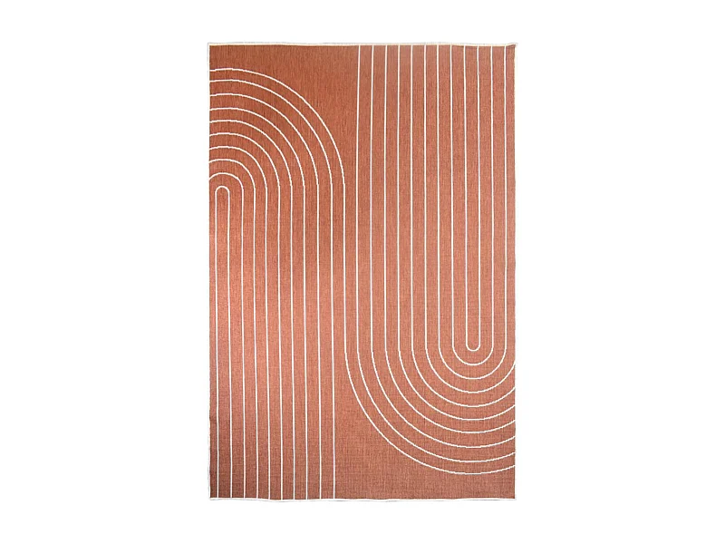 Tapis extérieur, kilim reversible 200x290 LYN2 V REVERSIBLE Terracota et crème