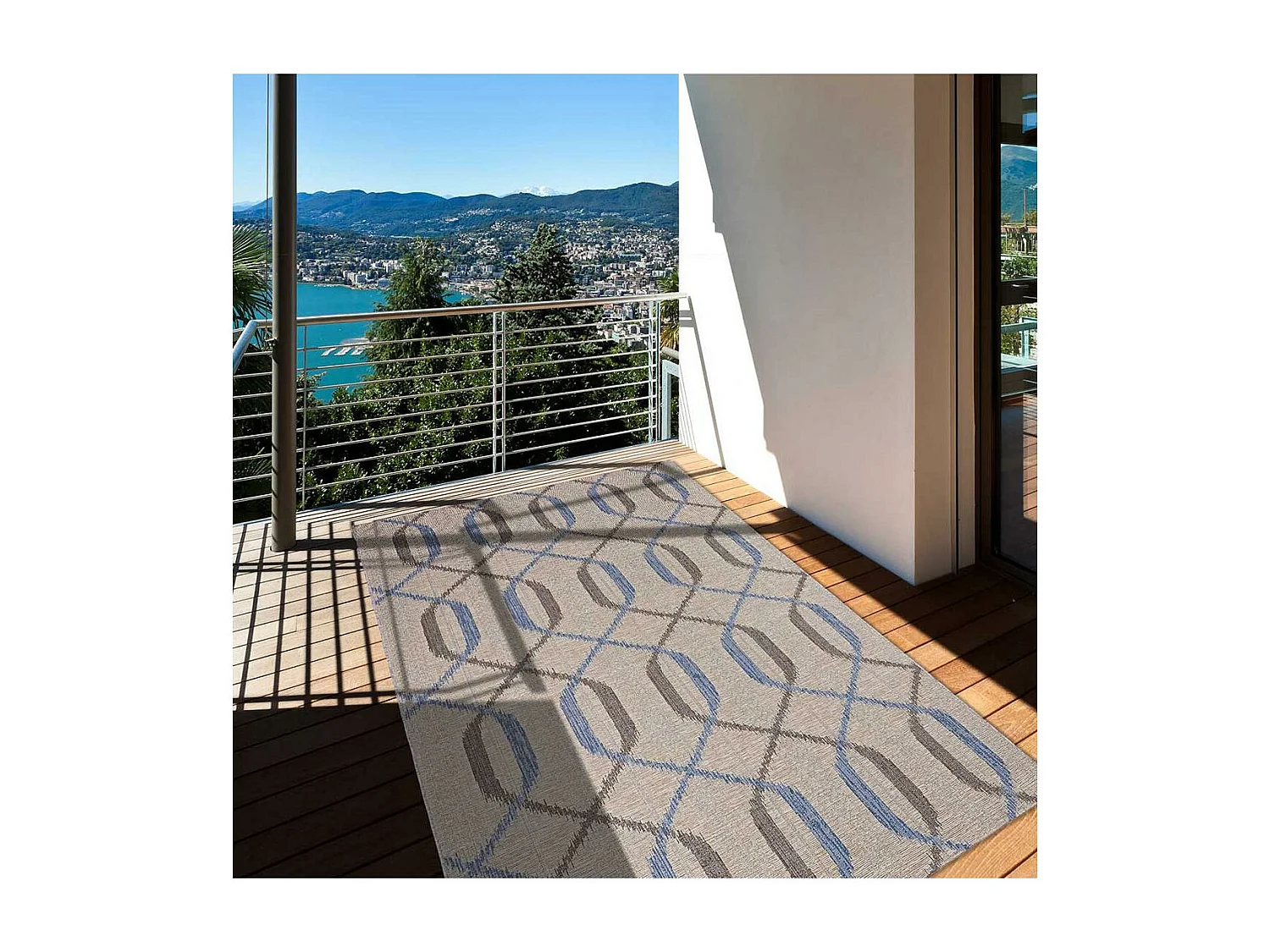 Tapis extérieur 123x180 tissé kilim gris SCANDINA