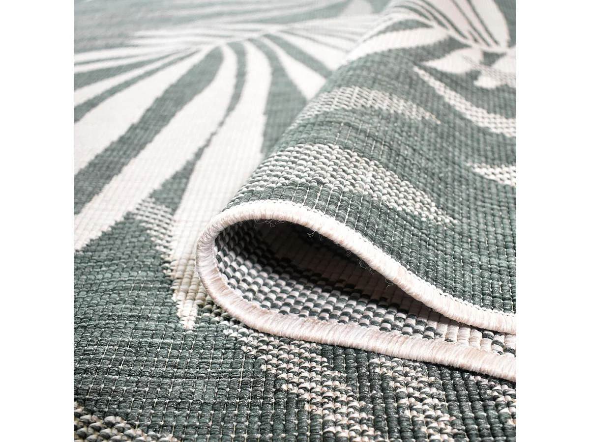 Tapis extérieur, kilim reversible 120x170 LYN2 AM REVERSIBLE vert et crème