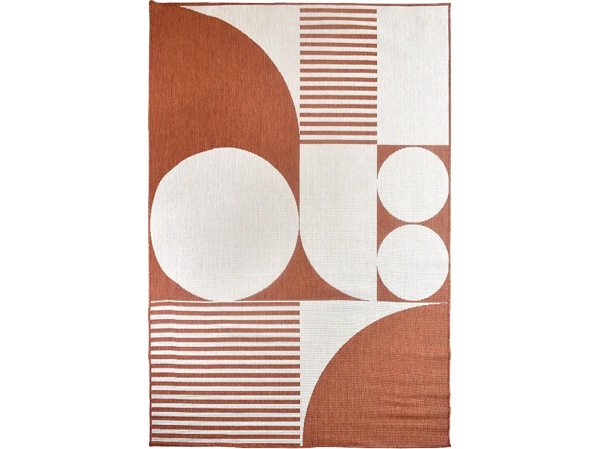 Tapis extérieur, kilim reversible 160x230 BI REVERSIBLE Terracota et crème