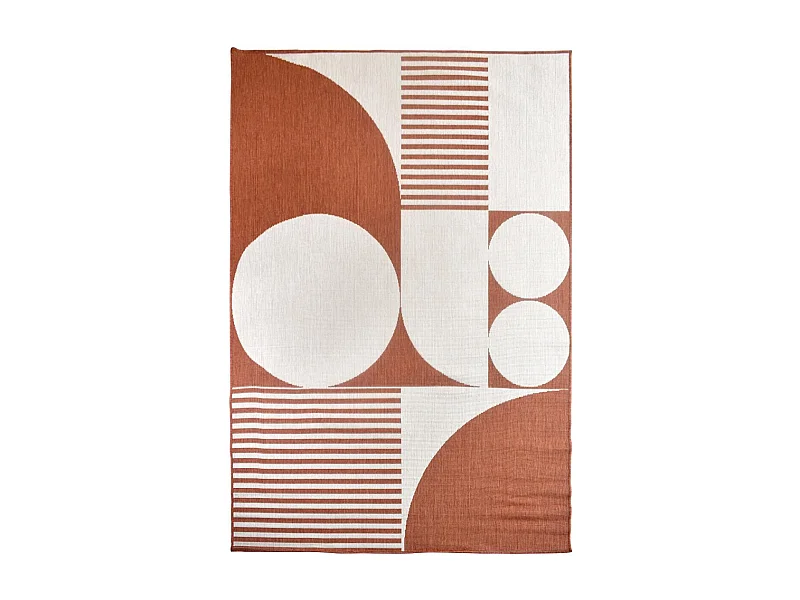 Tapis extérieur, kilim reversible 160x230 BI REVERSIBLE Terracota et crème