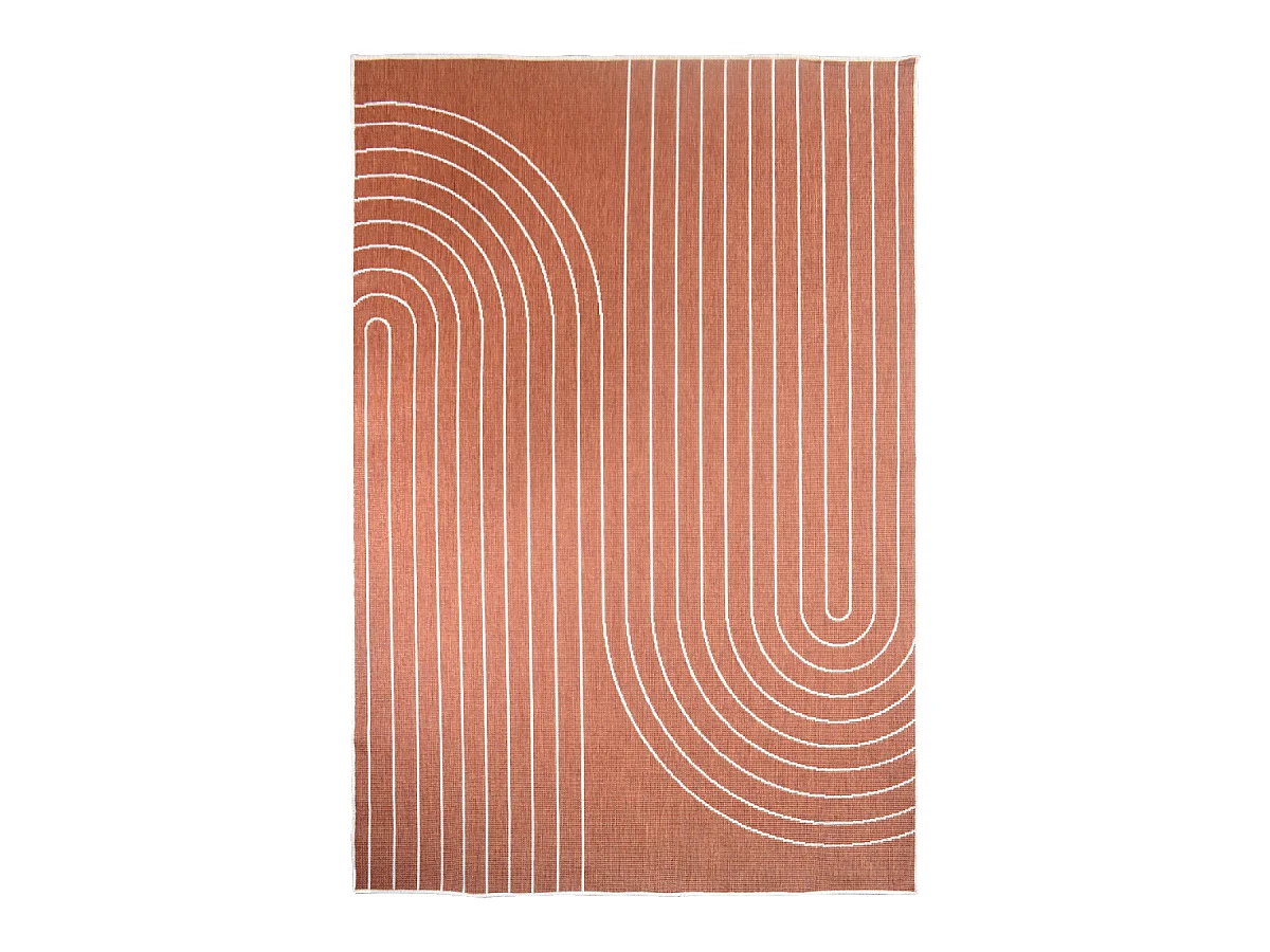 Tapis extérieur, kilim reversible 120x170 LYN2 V REVERSIBLE Terracota et crème