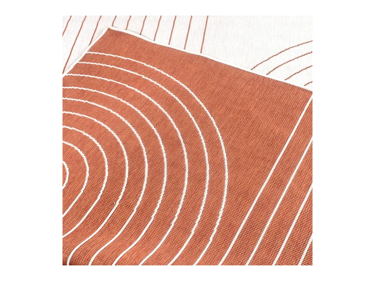 Tapis extérieur, kilim reversible 120x170 LYN2 V REVERSIBLE Terracota et crème