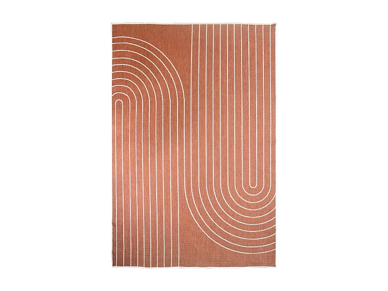 Tapis extérieur, kilim reversible 120x170 LYN2 V REVERSIBLE Terracota et crème