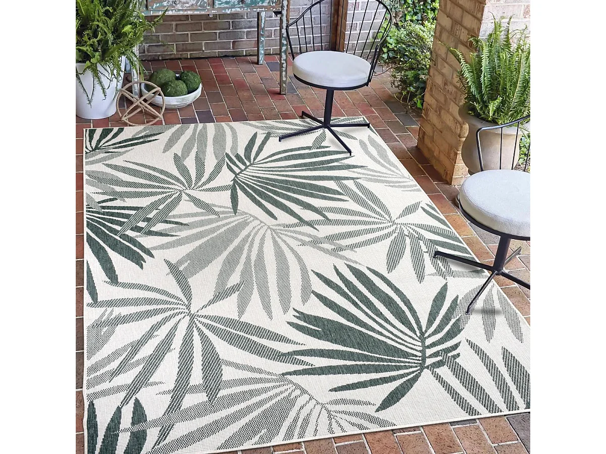 Tapis extérieur, kilim reversible 200x290 AG REVERSIBLE vert et crème