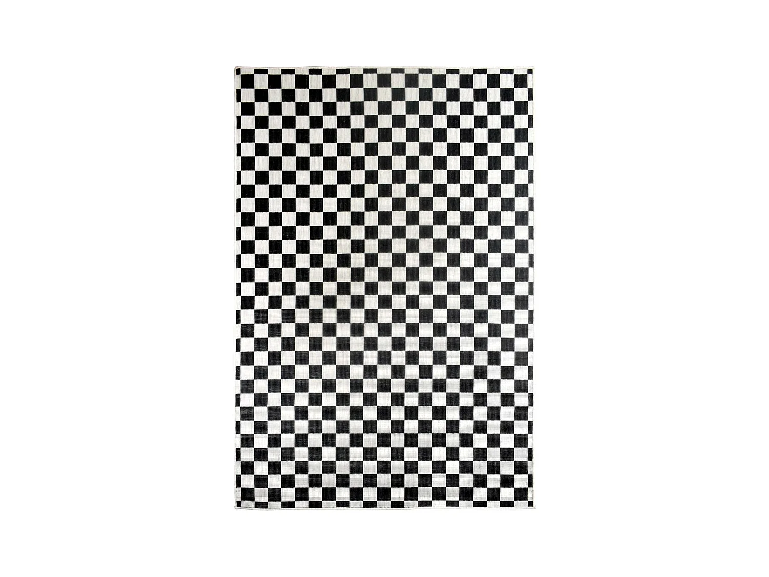 Tapis extérieur, kilim reversible 120x170 motif damier A REVERSIBLE noir et blanc