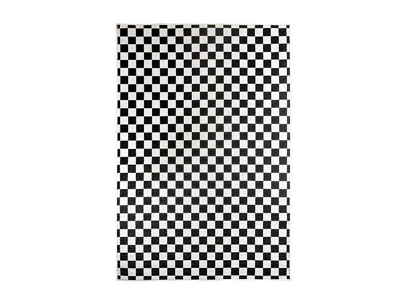 Tapis extérieur, kilim reversible 200x290 motif damier LYN2 X REVERSIBLE noir et blanc