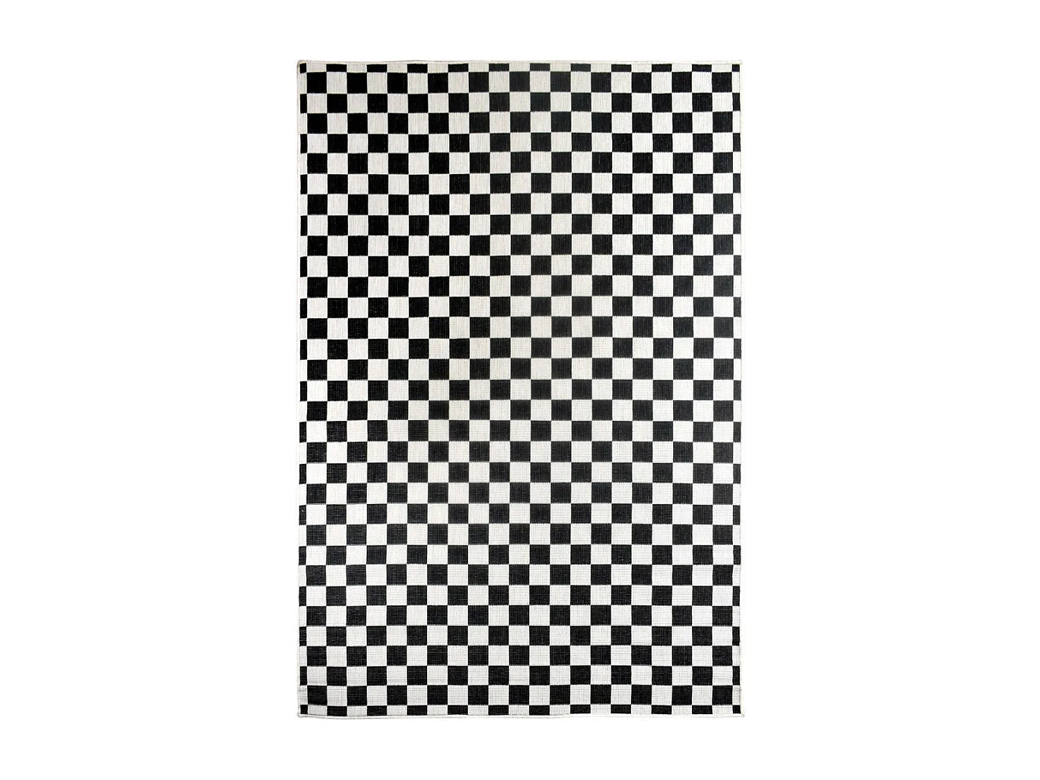 Tapis extérieur, kilim reversible 200x290 motif damier LYN2 X REVERSIBLE noir et blanc