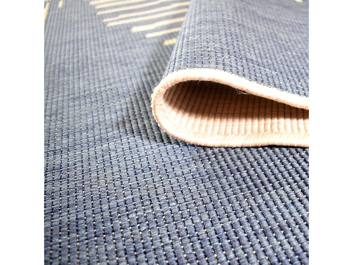 Tapis extérieur, kilim reversible 200x290 LYN2 BL REVERSIBLE bleu et crème