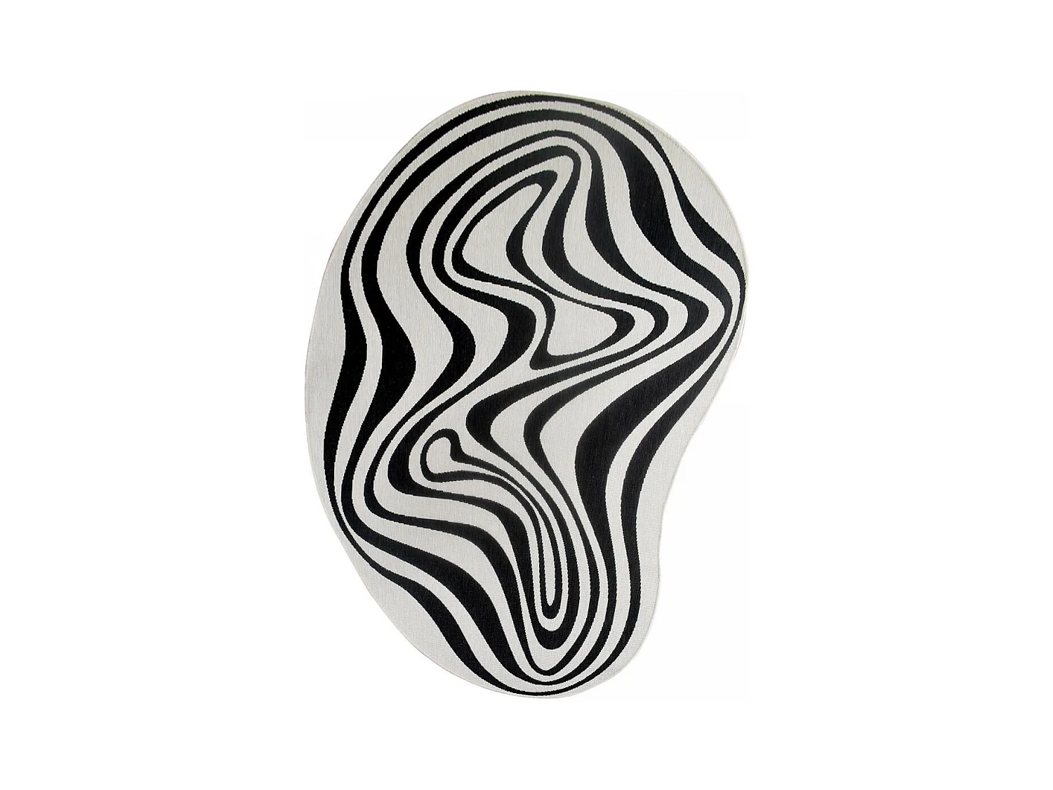 Tapis rond d'extérieur, kilim reversible 160x230 AL REVERSIBLE noir et blanc