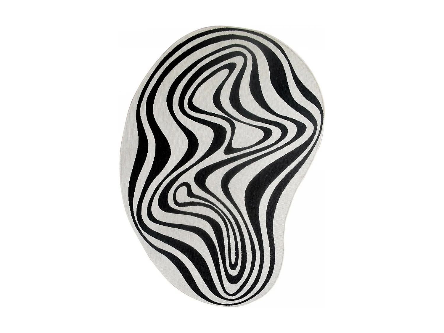 Tapis rond d'extérieur, kilim reversible 160x230 AL REVERSIBLE noir et blanc